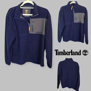Timberland Navy Quarter Zip Fleece Pullover Sweater Jacket Mens Large